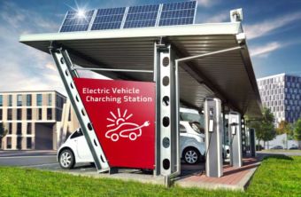 E-cars at solar charging station